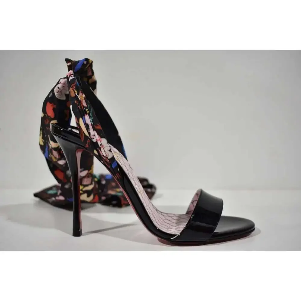 Christian Louboutin Fetish Du Desert 100 Black Lace Up Tie Sandal Heel Pump 39.5 - Picture 2 of 12